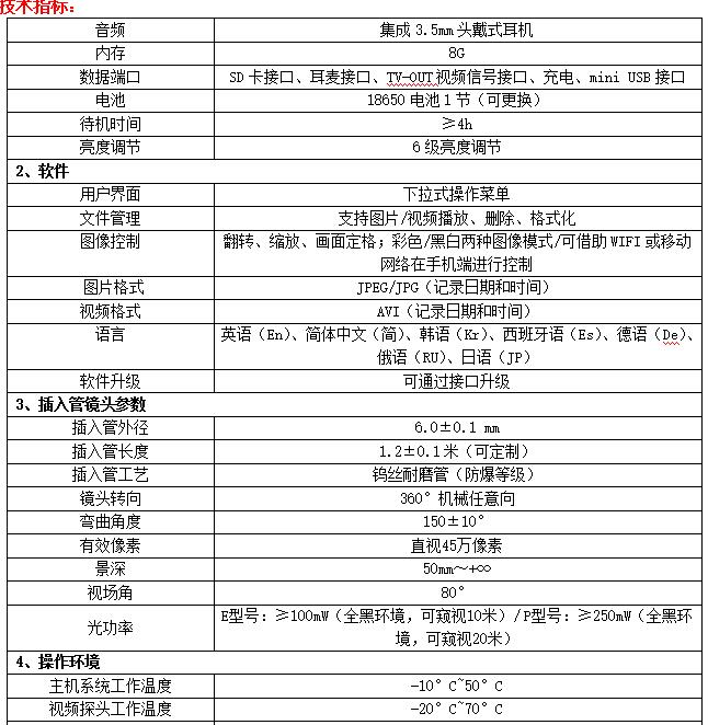 MIE-R系列安防內(nèi)窺鏡支持圖片、視頻播放，插入管外徑6mm，內(nèi)窺鏡攝像頭有效像素45萬，耐高溫